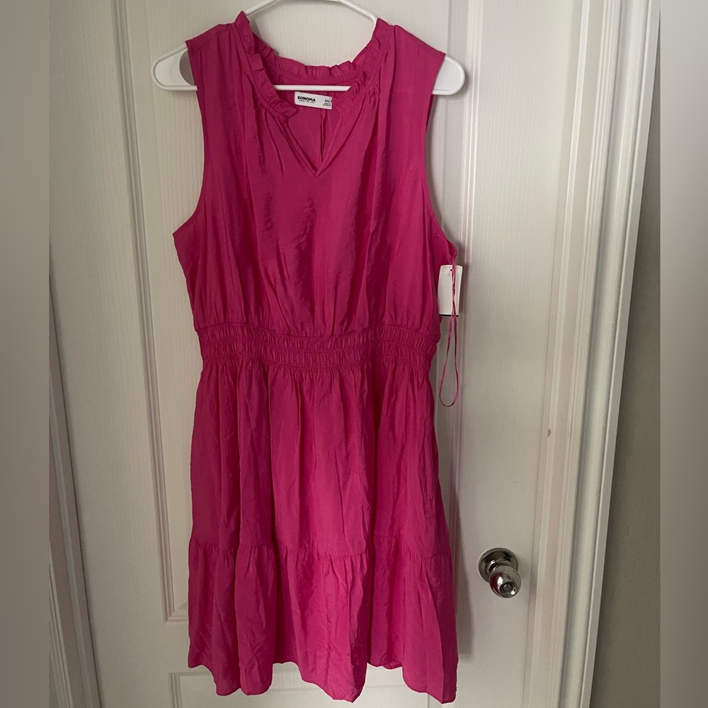 Sonoma Pink Sleeveless V-Neck Sundress